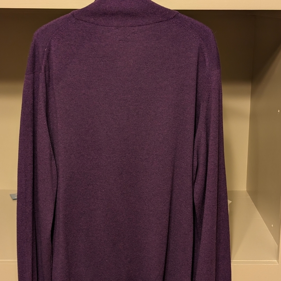 100% Cashmere Men's purple XXL 1/2 zip sweater John Laing made in Scotland - Picture 6 of 11